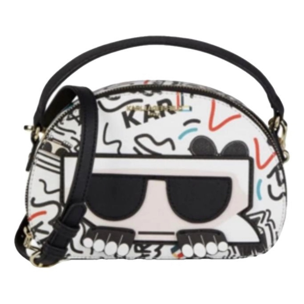 Karl Lagerfeld Black and White Crossbody Bag with Artistic Design